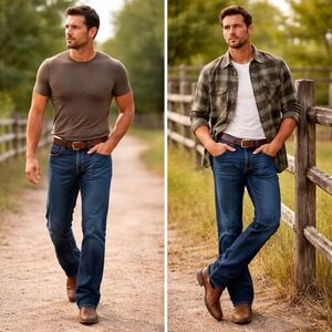 Kimes Ranch Men's Jeans 31x36 USA Made Dark Wash Straight Western Cowboy